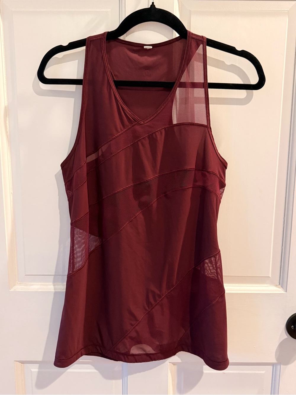 Lululemon Burgundy Mesh Racerback Tank Top Sheer Panel Athletic Top